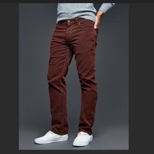 GAP Denim Washed Cords Straight Fit Brick Red Wine Burgundy 34 x 32 Men NWT